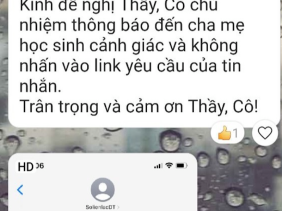 Phụ huynh nhận đường link lạ, trường gửi cảnh báo khẩn