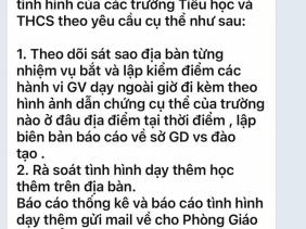 Có hay không Sở GD-ĐT TP.HCM yêu cầu bắt và kiểm điểm giáo viên dạy thêm?