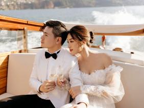 Hoa hậu Đỗ Mỹ Linh đăng ảnh cưới với con trai bầu Hiển