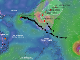 Bão Usagi tăng cấp đi vào Biển Đông hôm nay (15/11), trở thành cơn bão số 9