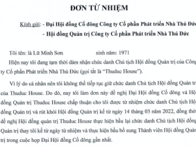 Tân chủ tịch HĐQT Thuduc House từ nhiệm sau hơn một tháng tại vị