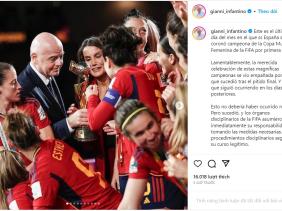 Chủ tịch FIFA lên tiếng về nụ hôn gây tranh cãi tại World Cup nữ 2023