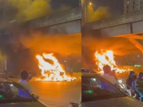 Thứ Hai, 21/04/2025, 07:37 (GMT+7) Hiện trường vụ ô tô đầu kéo bốc cháy kèm tiếng nổ chói tai trên đường Khuất Duy Tiến