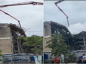 Quảng Bình: Sập giàn giáo công trình xây dựng nhà văn hóa huyện, 1 người bị thương