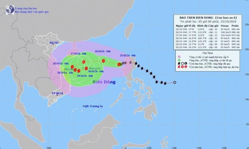 Hướng đi của bão Trà Mi. Ảnh: VietnamPlus