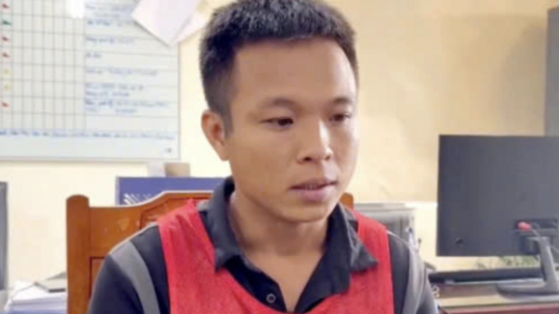 Ngô Quang Vỹ tại cơ quan công an. (Ảnh: M.T)