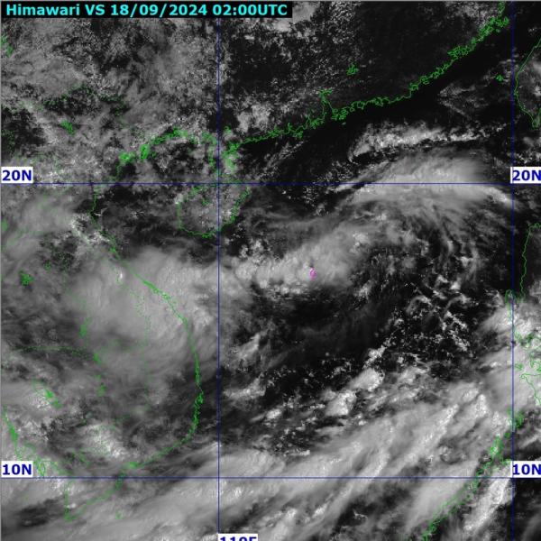 Vị trí của áp thấp nhiệt đới lúc 9h sáng 18/9. (Ảnh: NCHMF)
