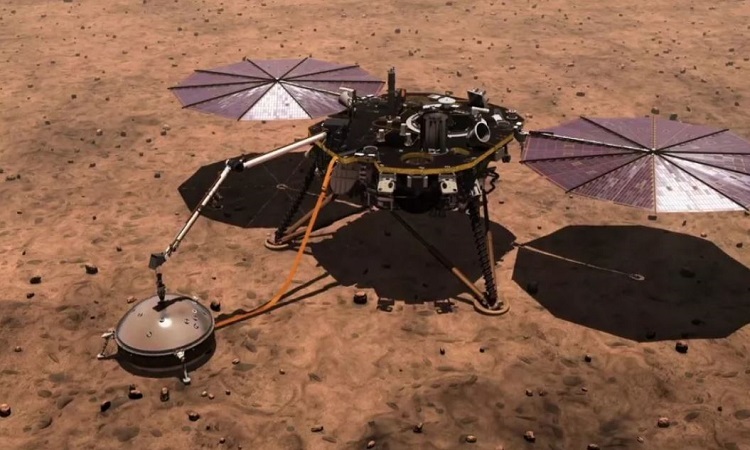 Trạm đổ bộ Insight hoạt động trên sao Hỏa. Ảnh: NASA