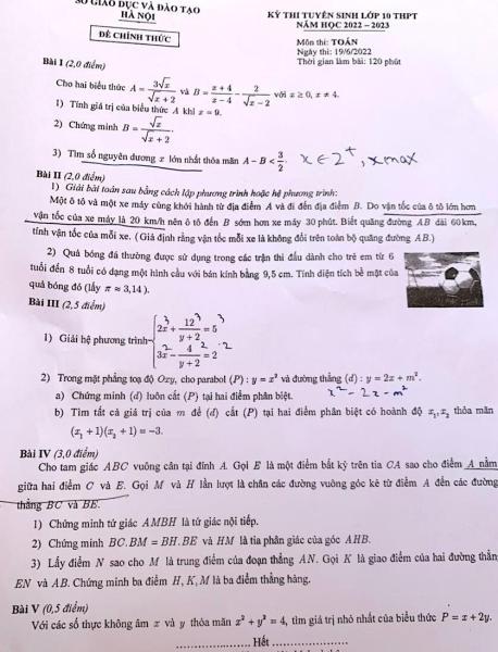 nhan dinh de thi mon toan tuyen sinh lop 10 thpt 2022 diem trung binh o khoang 7 diem1