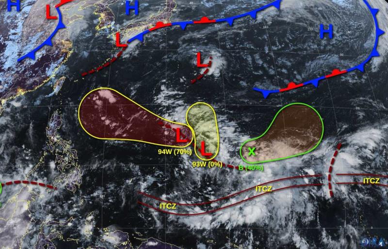 JTWC đang theo dõi 3 áp thấp: Ảnh: JTWC