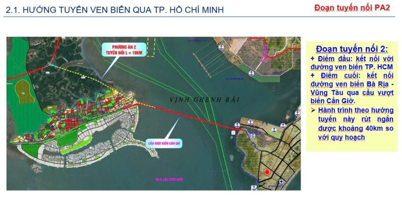 Phương án 2 với cầu vượt biển Cần Giờ nối sang Bà Rịa - Vũng Tàu. Ảnh: TEDI