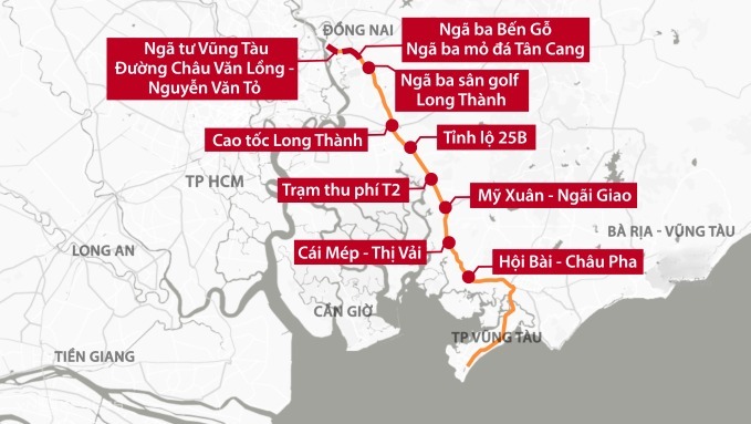 Các điểm thường xuyên kẹt xe trên quốc lộ 51. Đồ hoạ:Thanh Nhàn