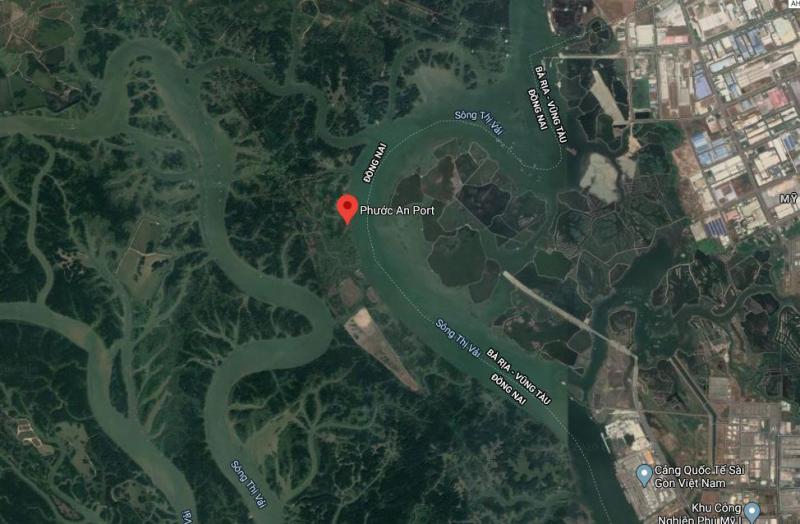 Vị trí dự kiến xây cầu Phước An. Ảnh: Google Maps