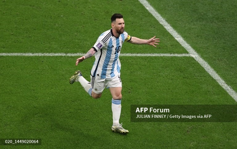 Messi chỉ còn cách chức vô địch World Cup 2022 một trận đấu. Ảnh: AFP