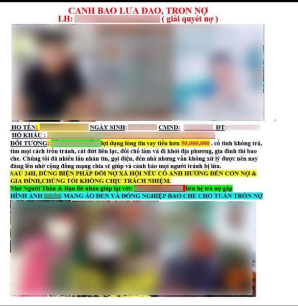 Nhiều cán bộ công ty CADOVIMEX II bị nhóm “tín dụng đen” đưa hình ảnh lên cộng đồng mạng như những người bao che cho công nhân trốn nợ. Ảnh: PV