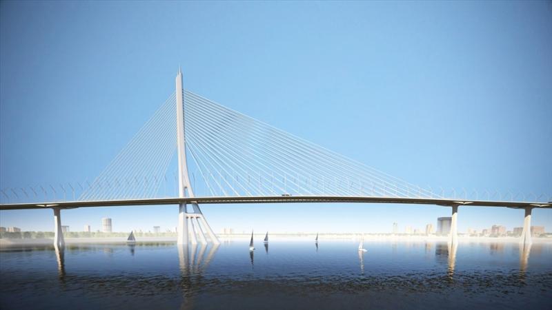 Cầu Cần Giờ có thiết kế dây văng hình cây đước.  Ảnh: Sở Quy hoạch - Kiến trúc TPHCM